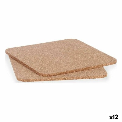 Trivet set Kinvara Natural Cork 18 x 1 x 18 cm 18 x 0,5 x 18 cm Table Mat (12 Units)