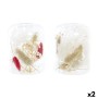 Candleholder DKD Home Decor Dried flower 8 x 8 x 11 cm Crystal Beige Maroon (2 Units)