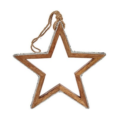 Christmas bauble Krist+ Silver Wood Glitter Star Shape 23 x 2,5 x 40 cm