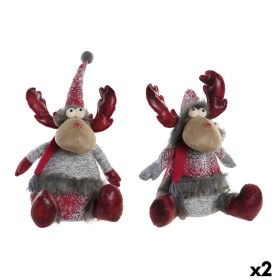Christmas bauble DKD Home Decor Red Grey Reindeer 27 x 19 x 32 cm (2 Units)