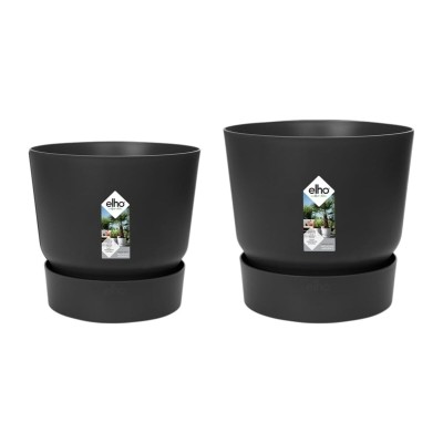 Set de pots Elho Noir Plastique Rond 2 Pièces