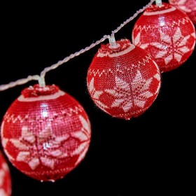 Wreath of LED Balls Krist+ White Red 2 m Ø 6 cm