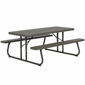 Table de pique-nique Lifetime Bois Marron Pliable Acier Plastique 183 x 145 x 74 cm