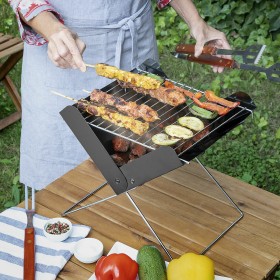 Mini Folding Portable Barbecue for Charcoal Foldecue InnovaGoods Black Stainless steel (Refurbished A)
