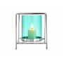 Candleholder Gift Decor Blue Silver Metal Glass 14 x 15,5 x 14 cm Squared
