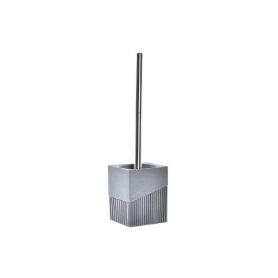 Brosse de salle de wc DKD Home Decor Scandi Argenté Gris Acier inoxydable Aluminium Résine (9,5 x 9,5 x 37 cm)