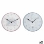 Wall Clock DKD Home Decor Blue Pink Wood Metal Plastic MDF Wood Children's Bird 24 x 3 x 24 cm (2 Units)