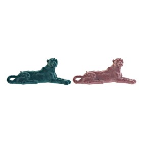 Figurine Décorative DKD Home Decor Vert Rose Lion 26,5 x 9 x 11 cm (2 Unités) (2 Pièces)