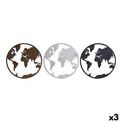 Decorative Figure DKD Home Decor World Map Black Copper White 40 x 1 x 40 cm (3 Pieces)