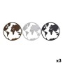 Decorative Figure DKD Home Decor World Map Black Copper White 40 x 1 x 40 cm (3 Pieces)