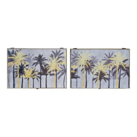Decorative box DKD Home Decor Black Golden MDF Wood Palms Tropical Counter (2 Units)