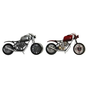 Horloge de table DKD Home Decor Rouge Gris Moto Motocyclette Vintage (2 Unités) (2 Pièces)