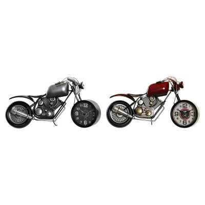 Table clock DKD Home Decor Red Grey Motorbike Motorcycle Vintage (2 Units) (2 Pieces)