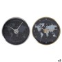 Horloge Murale DKD Home Decor Noir Doré Argenté Aluminium Verre Mappemonde 30 x 4,3 x 30 cm (2 Unités)