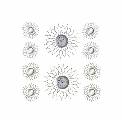 Horloge Murale DKD Home Decor Champagne Argenté polypropylène Miroir 50 x 4 x 50 cm 5 Pièces (2 Unités)