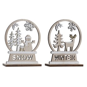 Christmas bauble DKD Home Decor Wood Reindeer (12 x 4 x 15 cm) (2 Units)