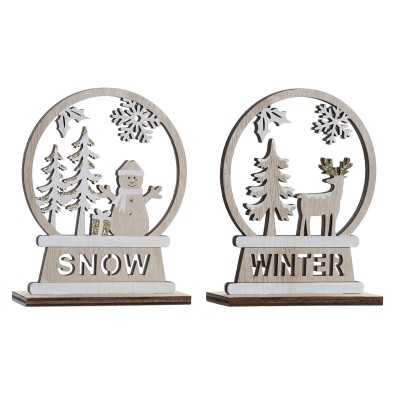 Décorations de Noël DKD Home Decor Bois Renne (12 x 4 x 15 cm) (2 Unités)