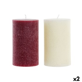 Candle DKD Home Decor White Red Christmas 9 x 9 x 15 cm (2 Units)