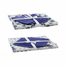Nappe et serviettes de table DKD Home Decor Bleu Blanc 150 x 150 x 0,5 cm (2 Unités)
