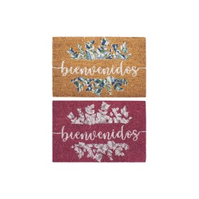 Paillasson DKD Home Decor Gris Rose Marron Caoutchouc Blanc 2 Unités Fibres de coco (60 x 40 x 1,5 cm)