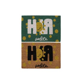 Paillasson DKD Home Decor Noir Marron Caoutchouc Blanc Vert 2 Unités Fibres de coco (60 x 40 x 1,5 cm)