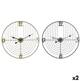 Horloge Murale DKD Home Decor Noir Doré Métal 60 x 3 x 60 cm Moderne (2 Unités)