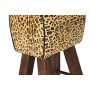 Stool DKD Home Decor Black Wood Brown Leather (43 x 35 x 75 cm)