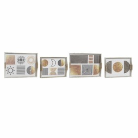 Set of trays DKD Home Decor White Black Golden MDF Wood 40 x 30 x 6 cm (2 Units)