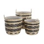 Basket set DKD Home Decor Black Natural Natural Fibre (3 Pieces) (3 Units)