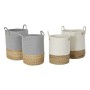 Set de basket DKD Home Decor Blanc Naturel Gris clair Fibre naturelle (2 Pièces) (2 Unités)