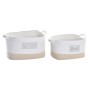Basket set DKD Home Decor White Cream 43 x 30 x 23 cm 2 Pieces