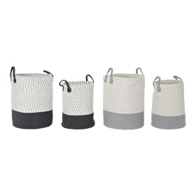 Basket set DKD Home Decor White Grey Light grey (2 Pieces) (2 Units)