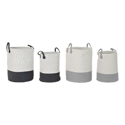 Basket set DKD Home Decor White Grey Light grey (2 Pieces) (2 Units)