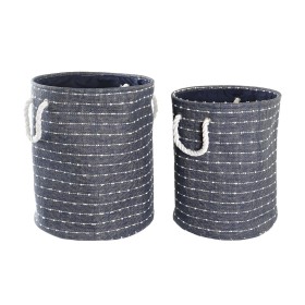 Basket set DKD Home Decor White Navy Blue 39 x 31 x 31 cm 2 Pieces