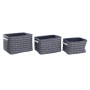 Set de basket DKD Home Decor Blanc Blue marine 38 x 28 x 25 cm 3 Pièces (3 Unités)