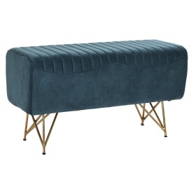 Banquette DKD Home Decor   Turquoise Polyester Métal Aluminium 90 x 31 x 47 cm