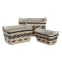Basket set DKD Home Decor Grey Natural Natural Fibre 38 x 26 x 24 cm 3 Pieces