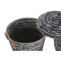 Basket set DKD Home Decor White Black Natural