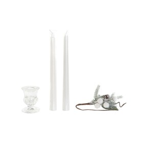 Candle Set DKD Home Decor White Christmas 21 x 10 x 5 cm 2 x 2 x 20 cm (4 Pieces)
