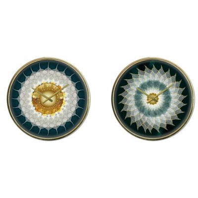 Horloge Murale DKD Home Decor Verre Doré Turquoise Fer Moderne (2 Unités) (40 x 6 x 40 cm)