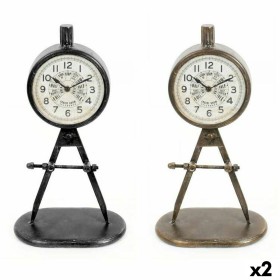 Horloge de table DKD Home Decor Noir Doré Loft (2 Unités)