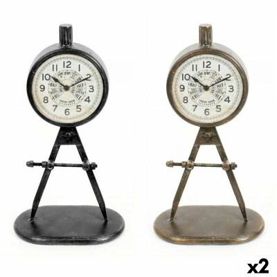 Horloge de table DKD Home Decor Noir Doré Loft (2 Unités)