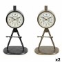 Horloge de table DKD Home Decor Noir Doré Loft (2 Unités)