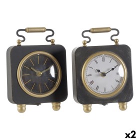 Horloge de table DKD Home Decor Noir Doré Argenté (2 Unités)