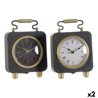 Horloge de table DKD Home Decor Noir Doré Argenté (2 Unités)