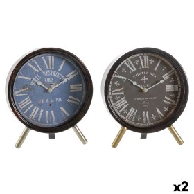 Horloge de table DKD Home Decor Bleu Noir Vintage (2 Unités)