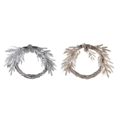 Couronne de Noël DKD Home Decor Métal Polyester (50 x 6 x 40 cm) (2 Unités)