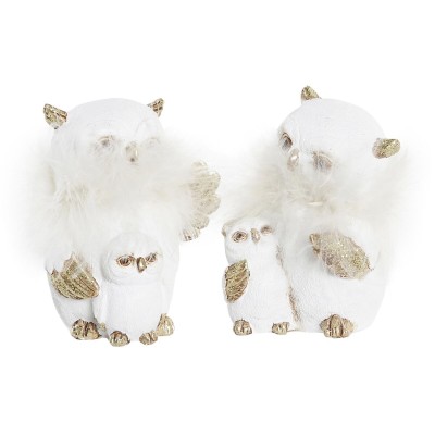 Christmas bauble DKD Home Decor Owl Resin (7,5 x 7 x 10 cm) (2 Units)