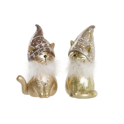 Christmas bauble DKD Home Decor Resin Cat (9 x 6 x 15 cm) (2 Units)