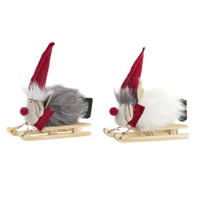 Christmas bauble DKD Home Decor Polyester Reindeer (15 x 5,5 x 16,5 cm) (2 Units)